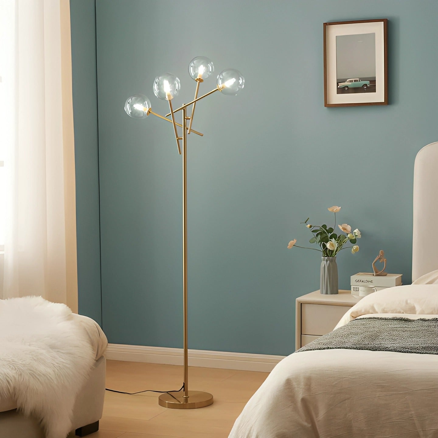 Golden Branch Floor Lamp gold dual-arm sculptural floor lamp by La Caza Cali