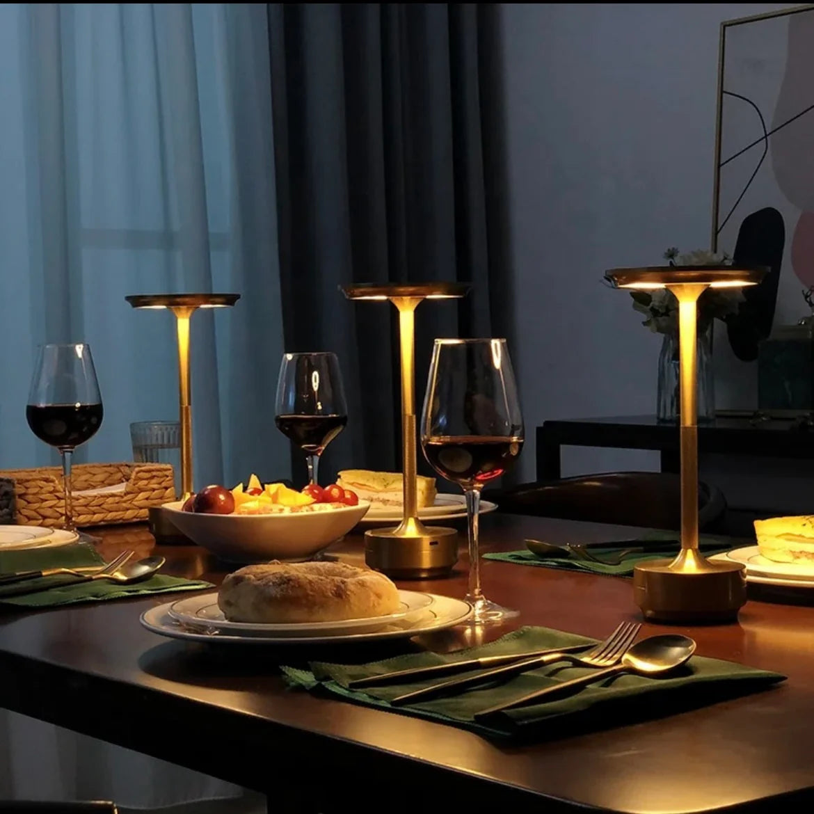 Aura Table Lamp black cordless design on neutral surface showing slim profile