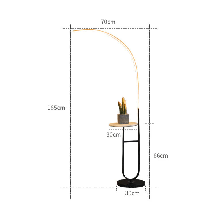 Crescenté Arc Floor Lamp studio shot demonstrating light spread pattern