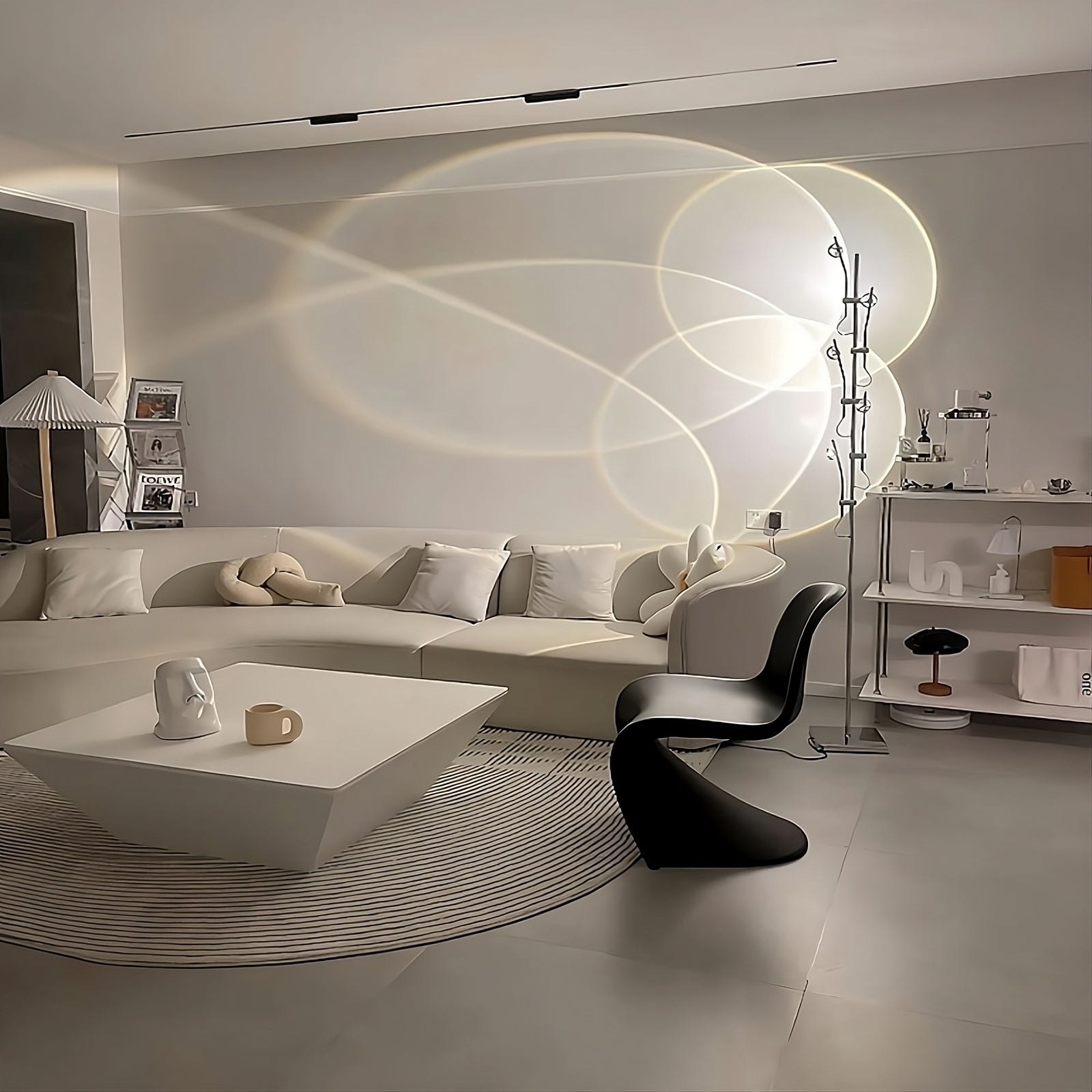 Polynescence Floor Lamp chrome with multiple adjustable swivel arms extended