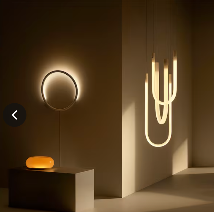 Glownut Lamp pink on modern credenza in contemporary interior vignette