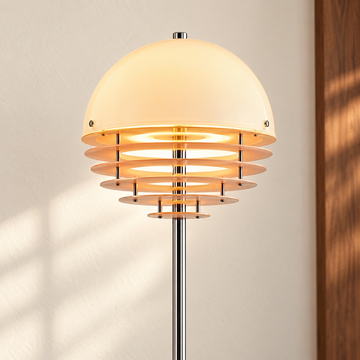 Close-up of Aperol’s translucent dome and tapering open rings.
