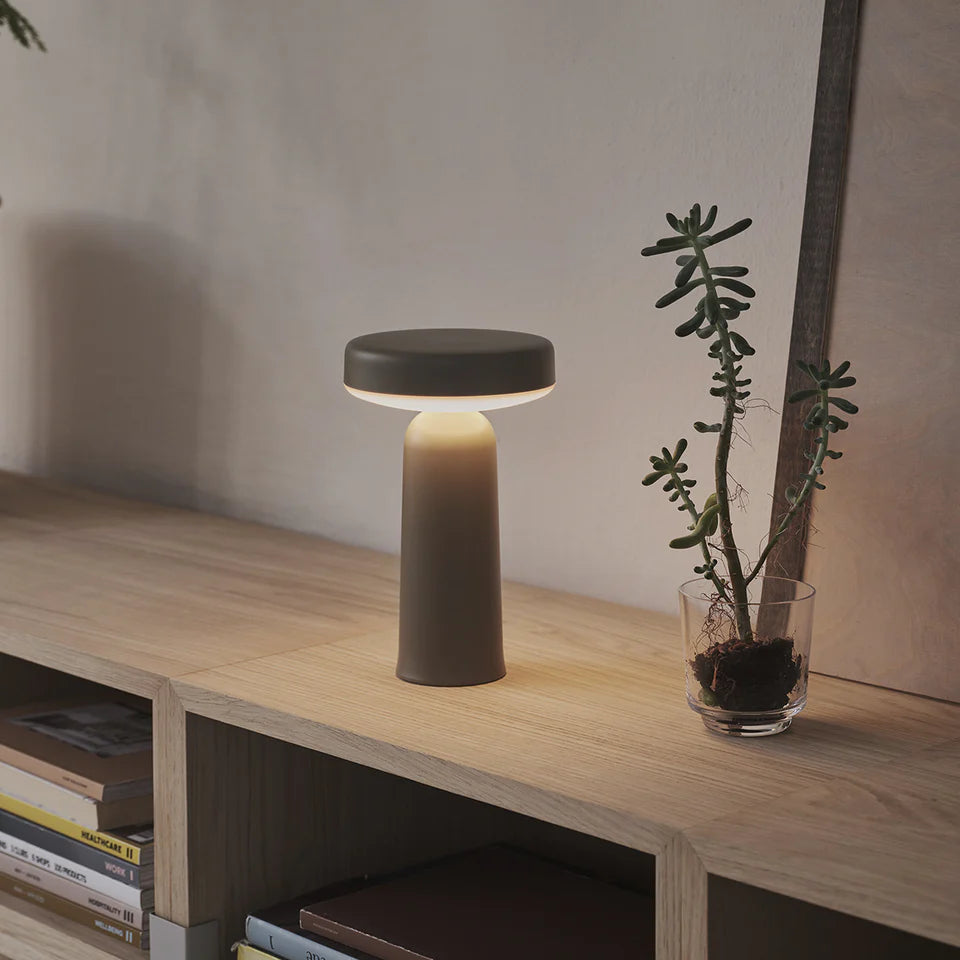Pebble Table Lamp in modern office on desk with warm task lighting