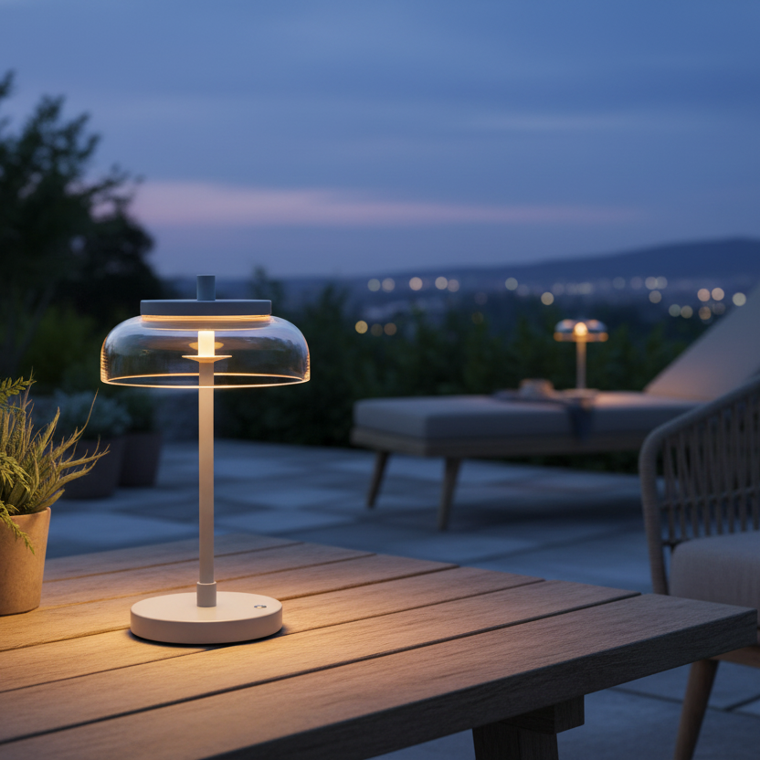 Vinaura Table Lamp modern sculptural table lamp in gray finish by La Caza Cali