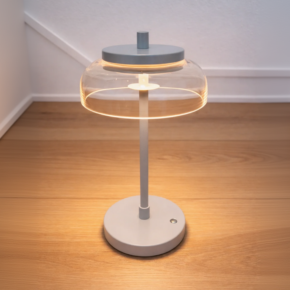 Vinaura Table Lamp gray on white background showing full proportions