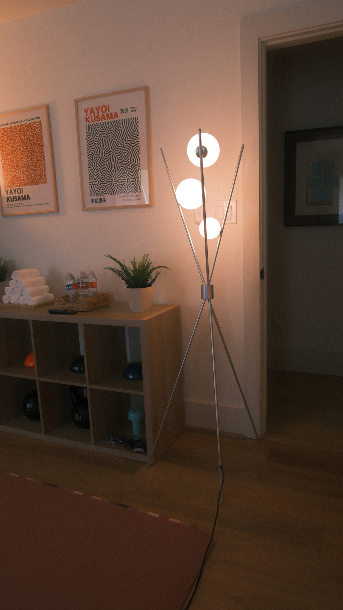 Triglobe Floor Lamp silver alternate angle showing globe arrangement