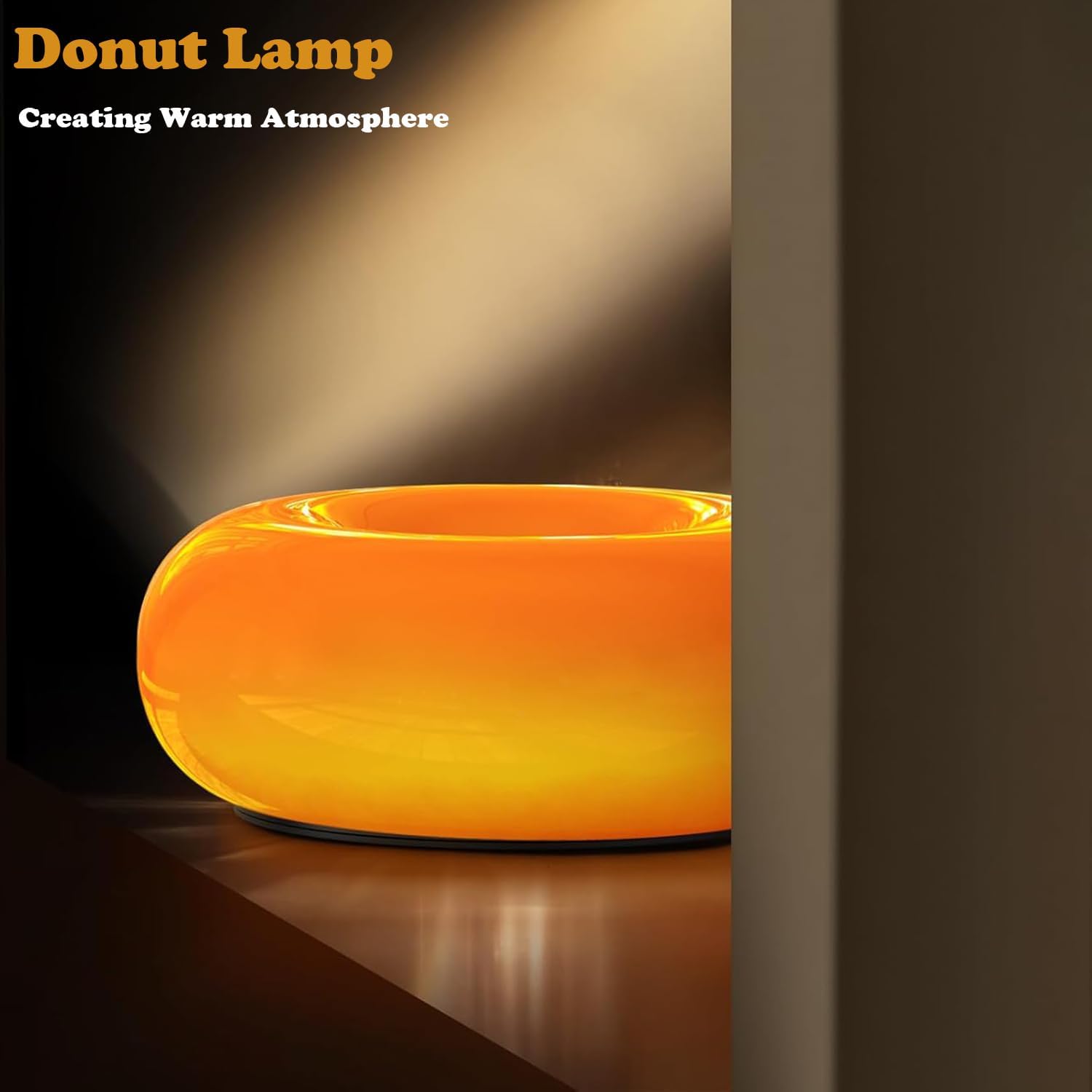 Glownut Lamp orange overhead view showing donut ring opening and form