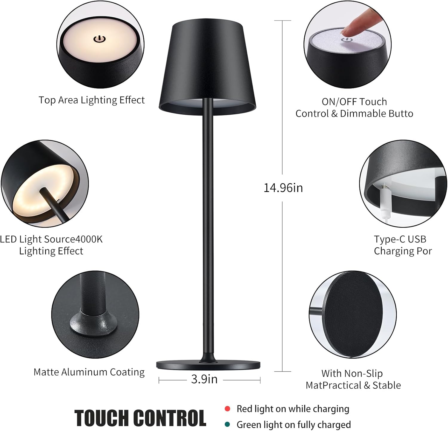 Lampette Table Lamp illuminated with warm diffused light through shade