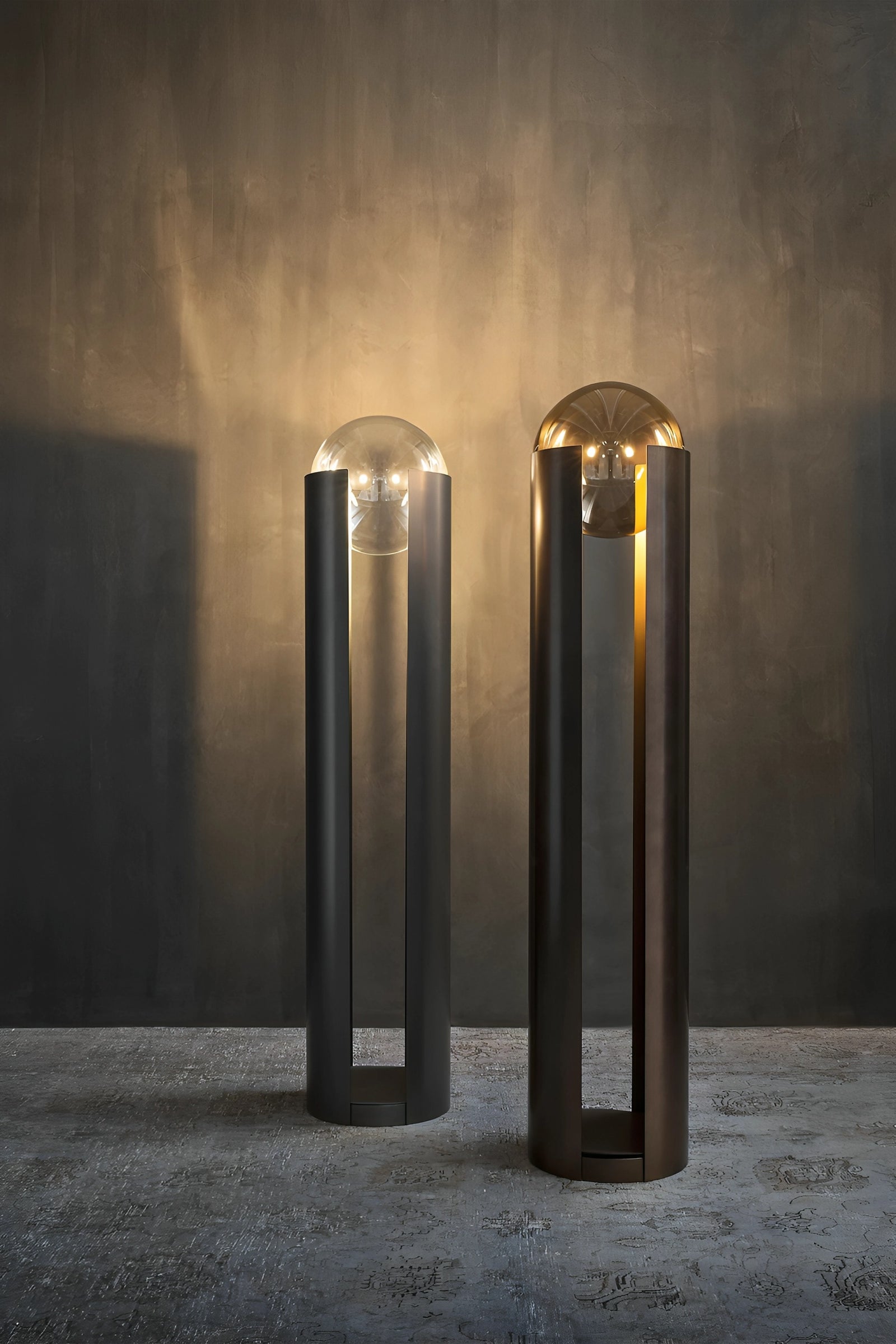 Amberlite Tower black tower floor lamp alternate angle showing full height