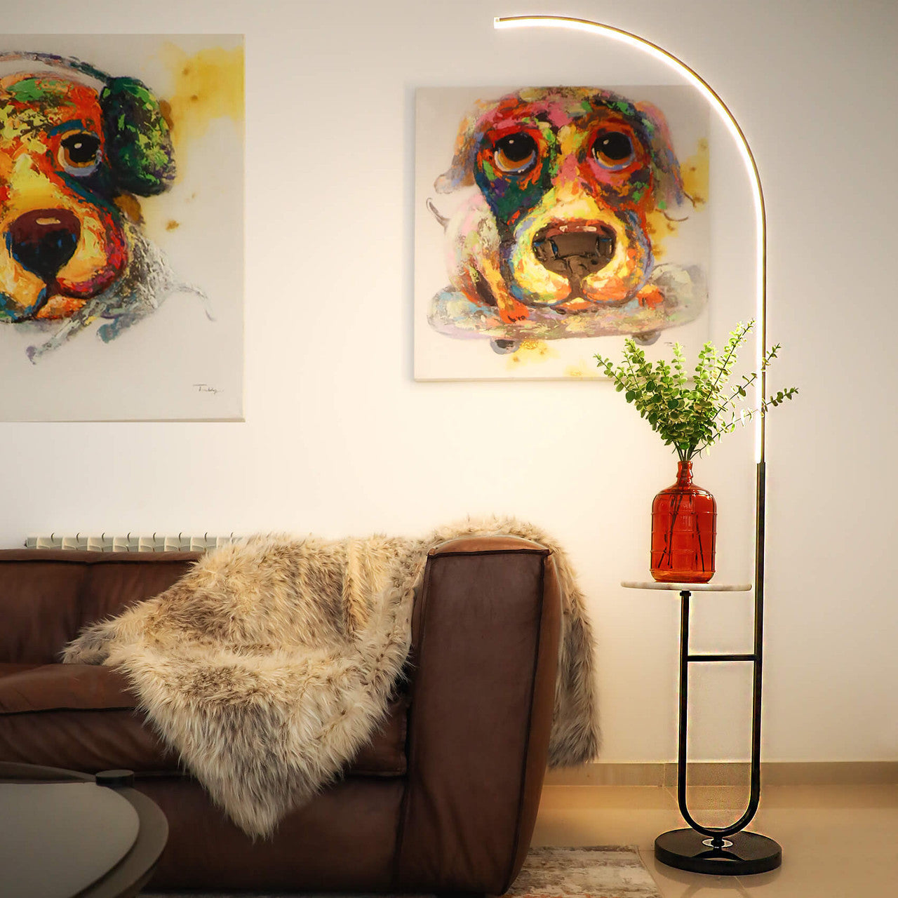 Crescenté Arc Floor Lamp on neutral background highlighting proportions