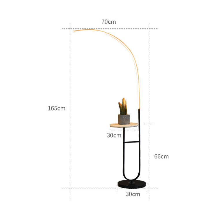 Crescenté Arc Floor Lamp full-length profile with extended arm reach