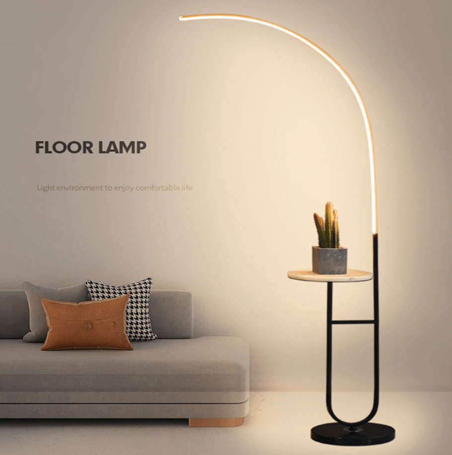 Crescenté Arc Floor Lamp architectural side profile with slim chrome arm