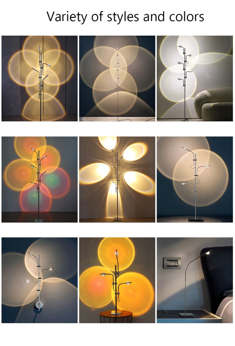 Polynescence Floor Lamp chrome swivel joint and amber glass color filter detail