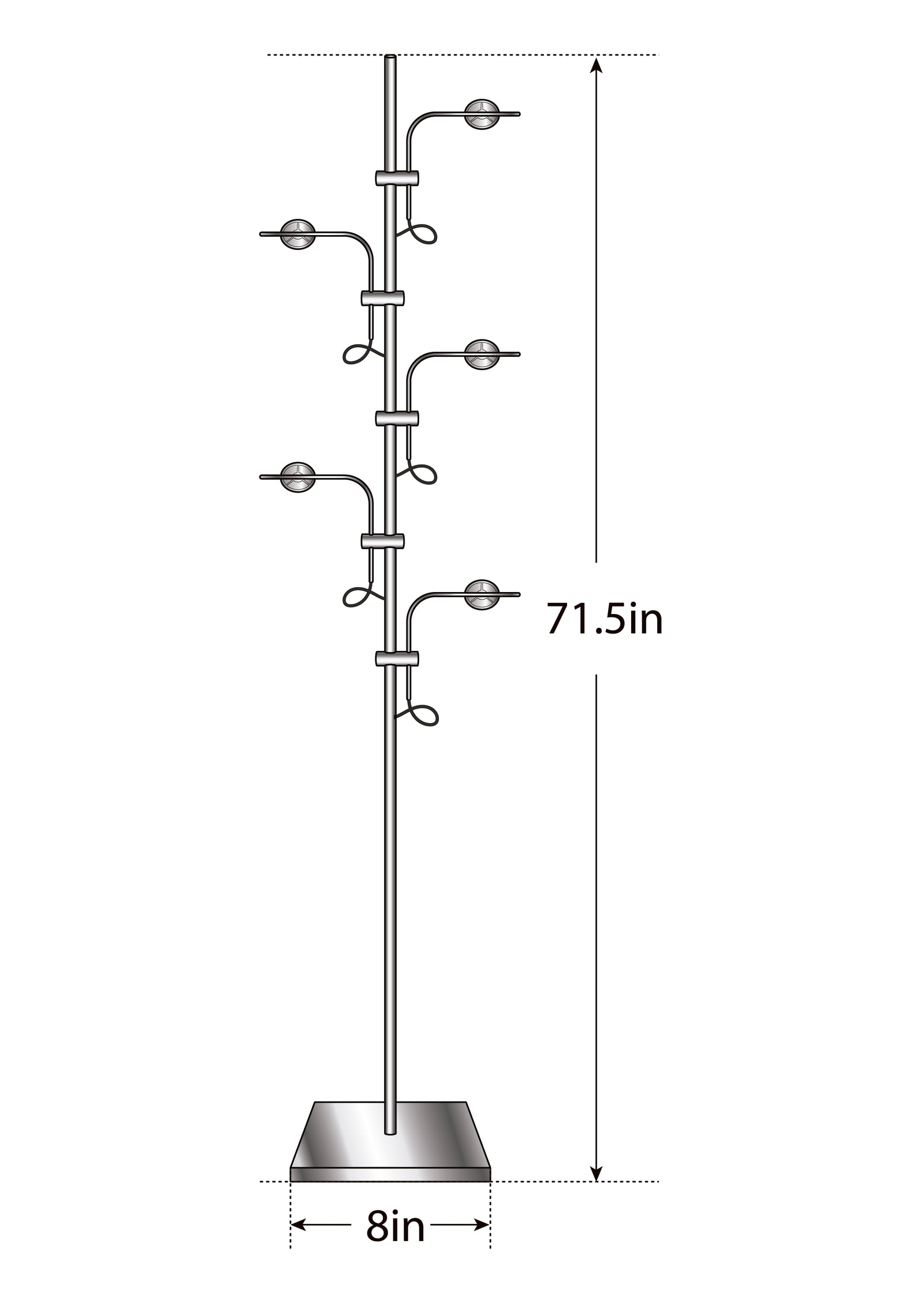 Polynescence Floor Lamp dimensions diagram with height and width specs