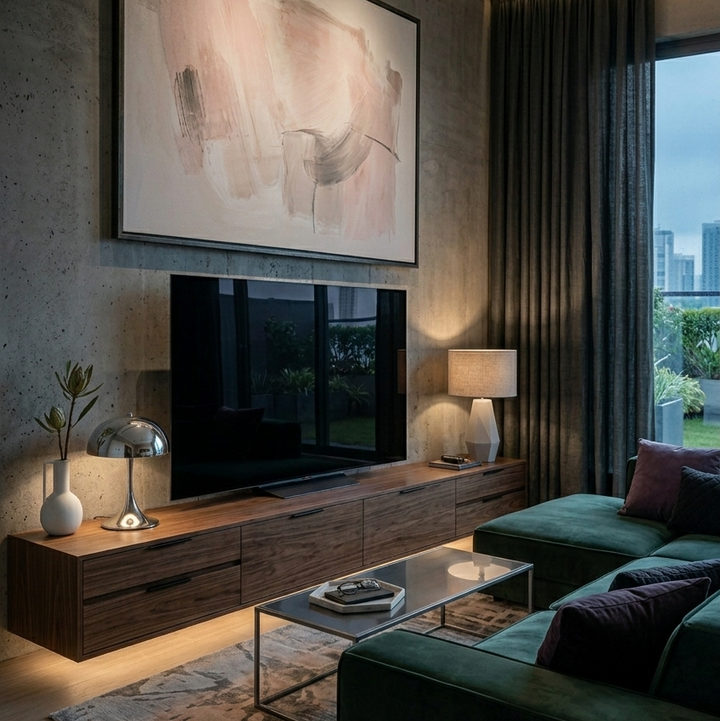 Mirroir Table Lamp alternate angle showing mirror finish and warm glow