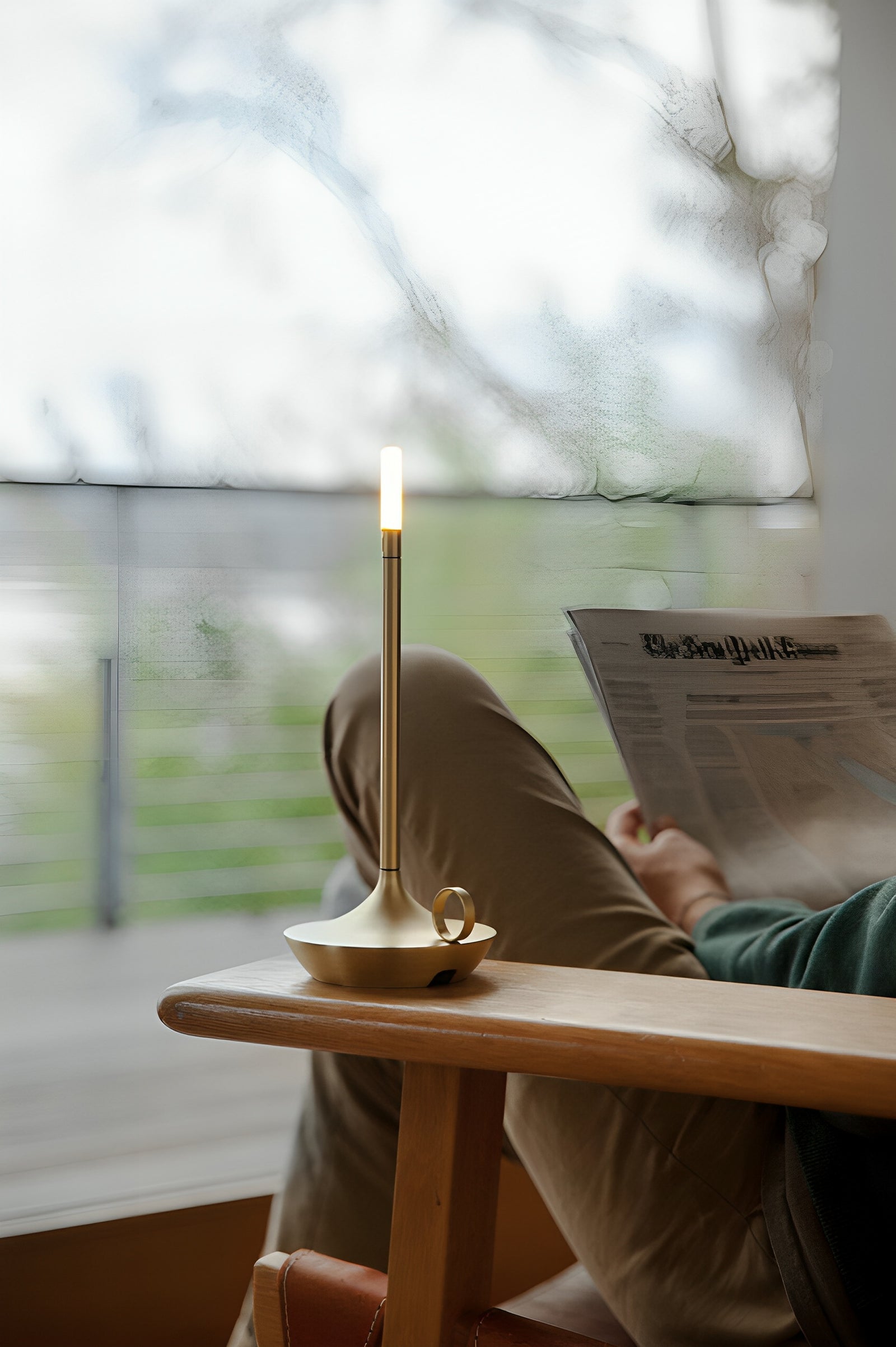 Genie's Glow Table Lamp on nightstand in modern Seattle bedroom interior