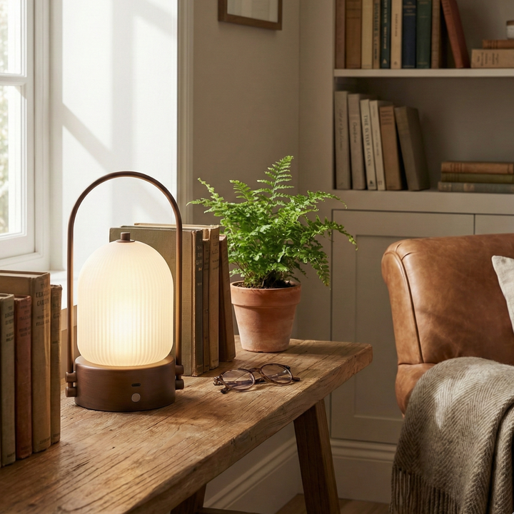 Kana Lamp mocha brown detail of matte textured body surface