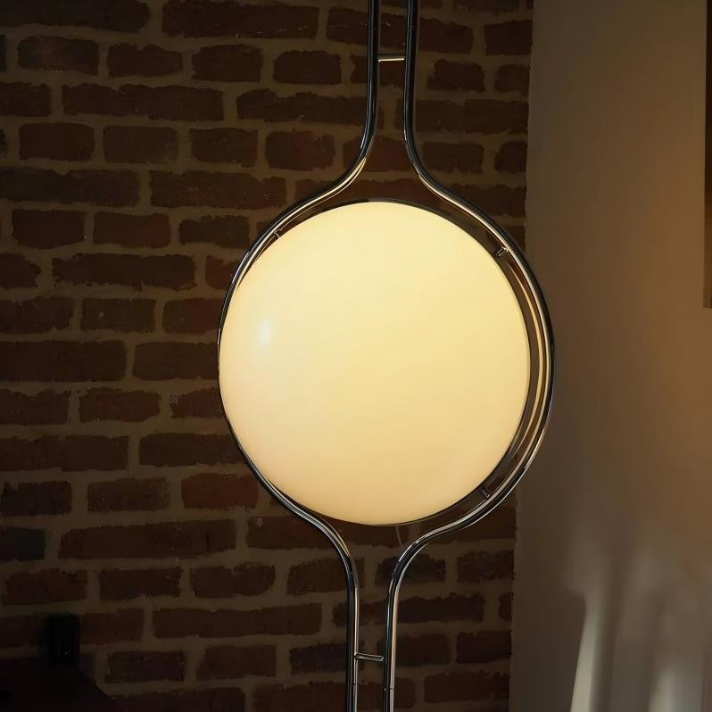 Pluto Floor To Ceiling Lamp side view showing tension pole and globe spacing