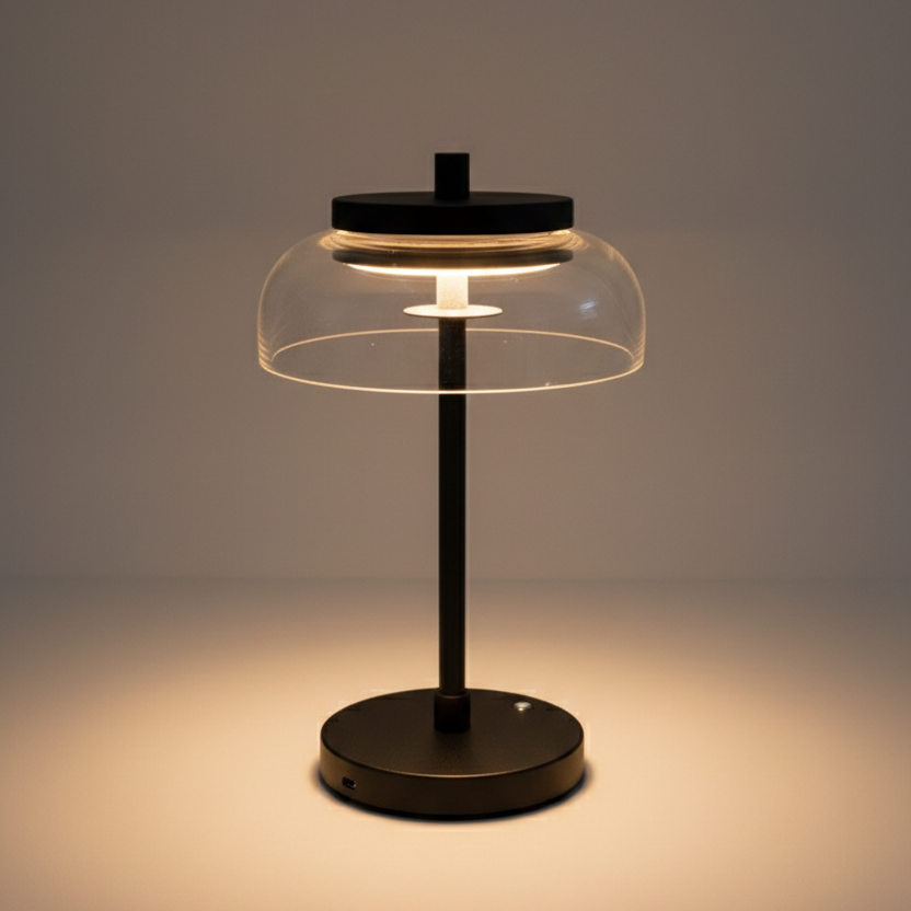 Vinaura Table Lamp black matte finish front view on neutral background