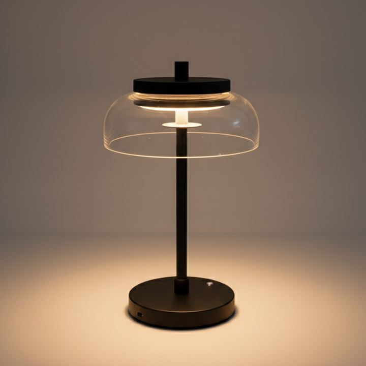 Vinaura Table Lamp black matte finish front view on neutral background