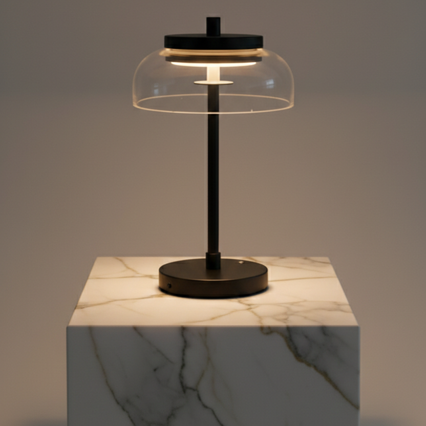 Vinaura Table Lamp gray finish side profile highlighting sculptural form