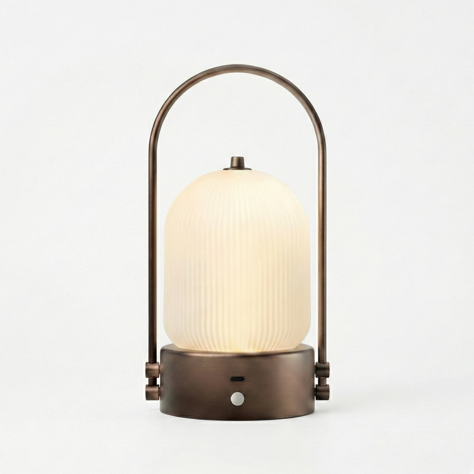 Kana Lamp mocha brown cordless table lamp on restaurant dining table