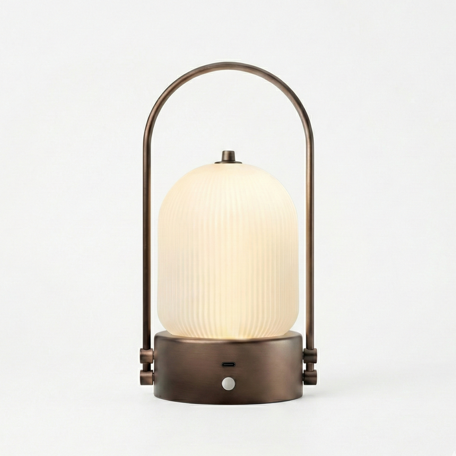 Kana Lamp mocha brown cordless table lamp on restaurant dining table