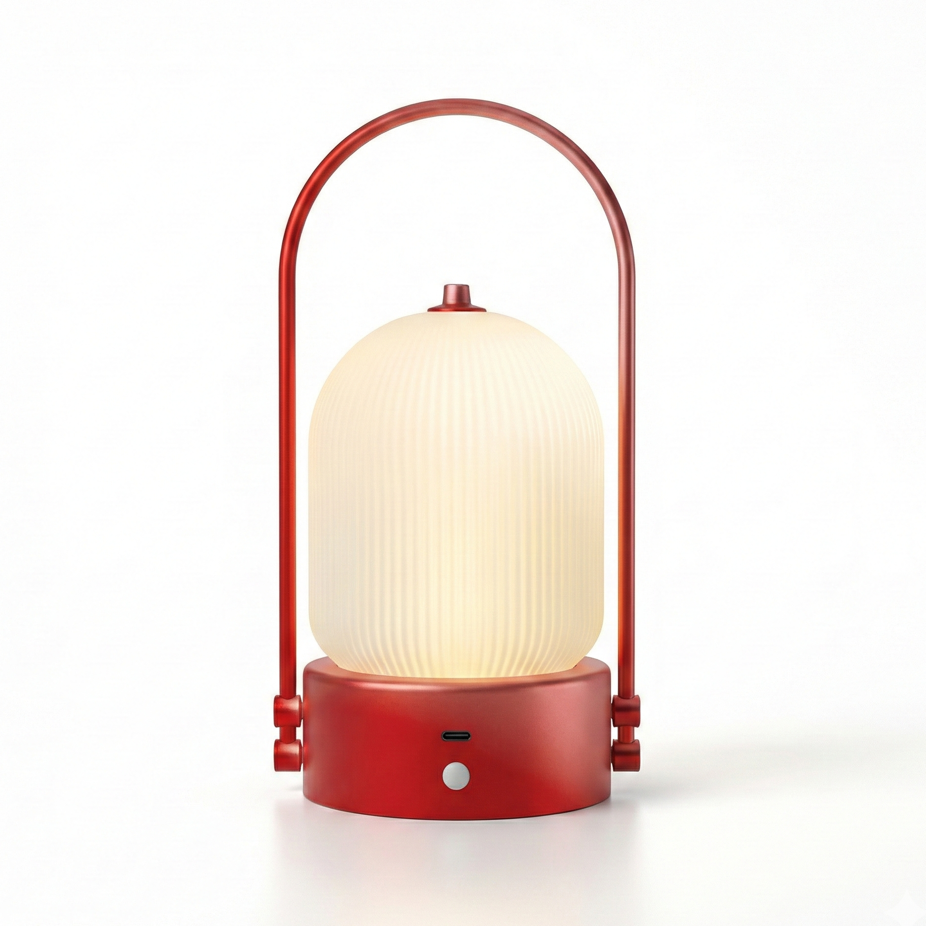 Kana Lamp Chinese red cordless table lamp on restaurant dining table