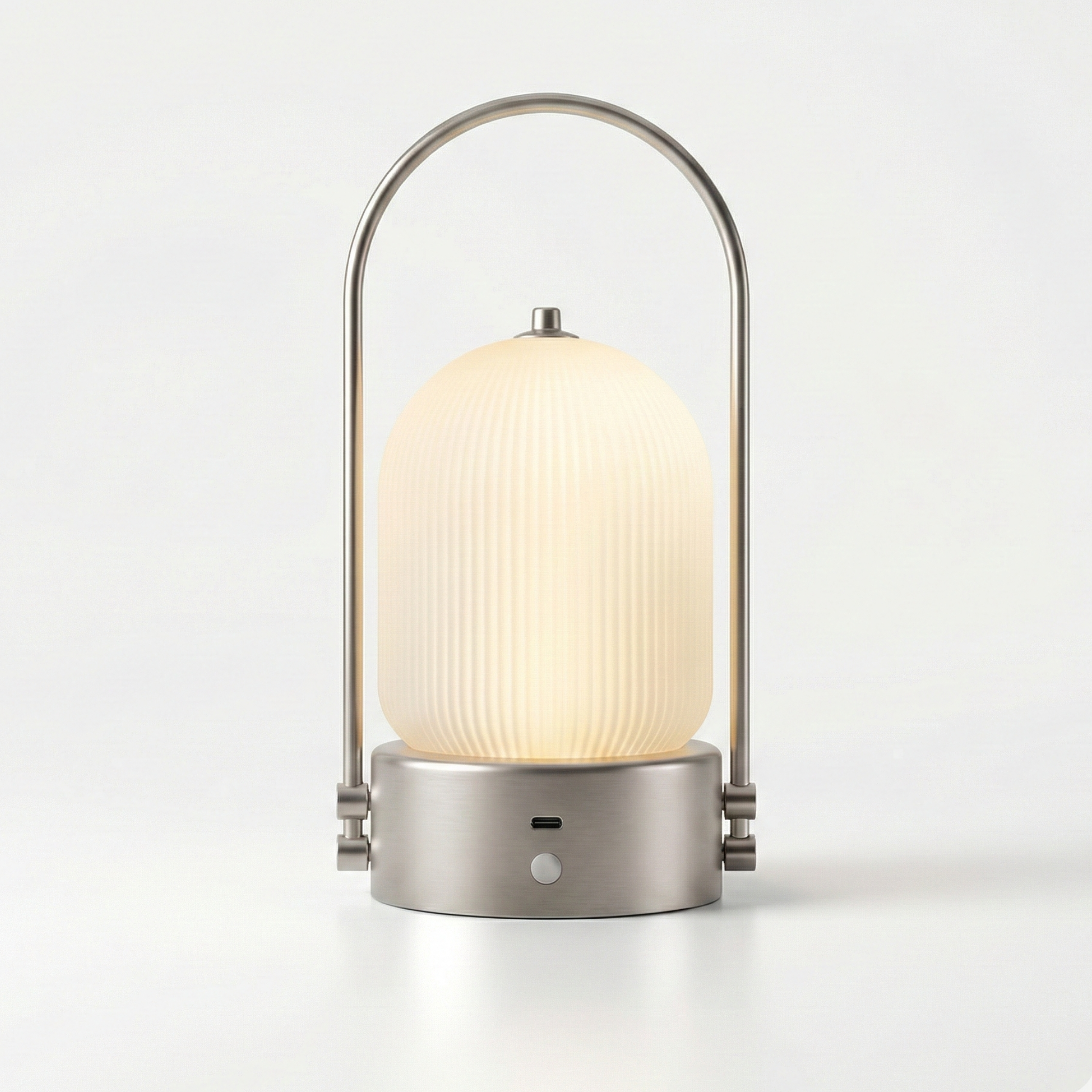 Kana Lamp silver nickel cordless table lamp in restaurant setting