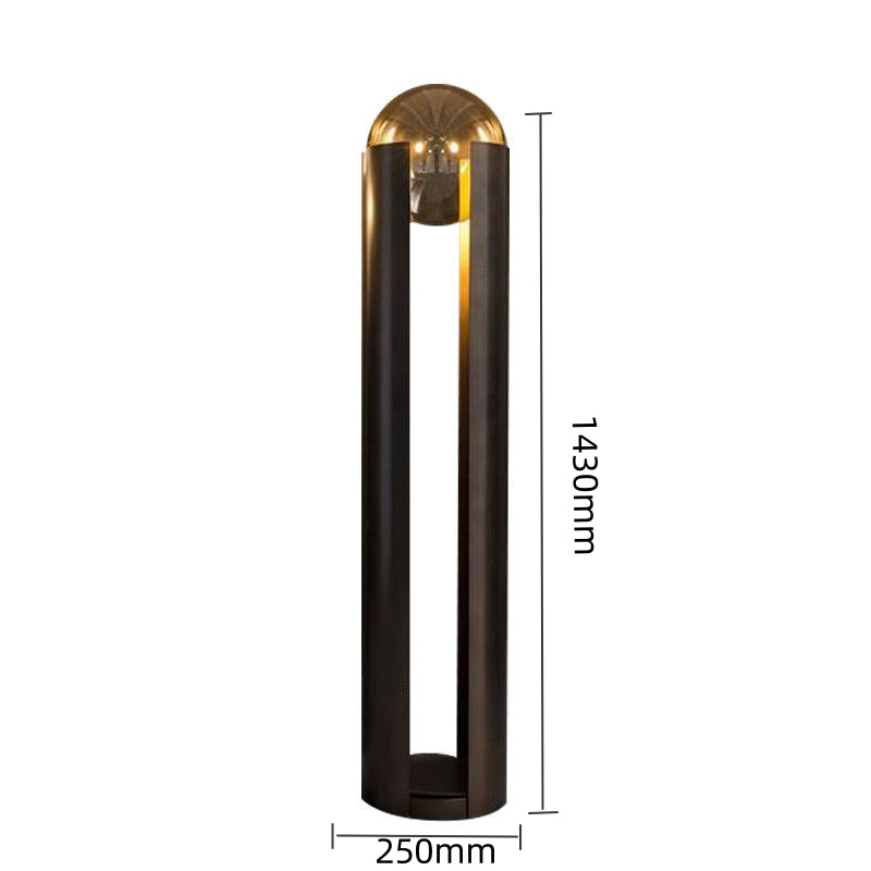 Amberlite Tower black sculptural floor lamp front view on neutral background