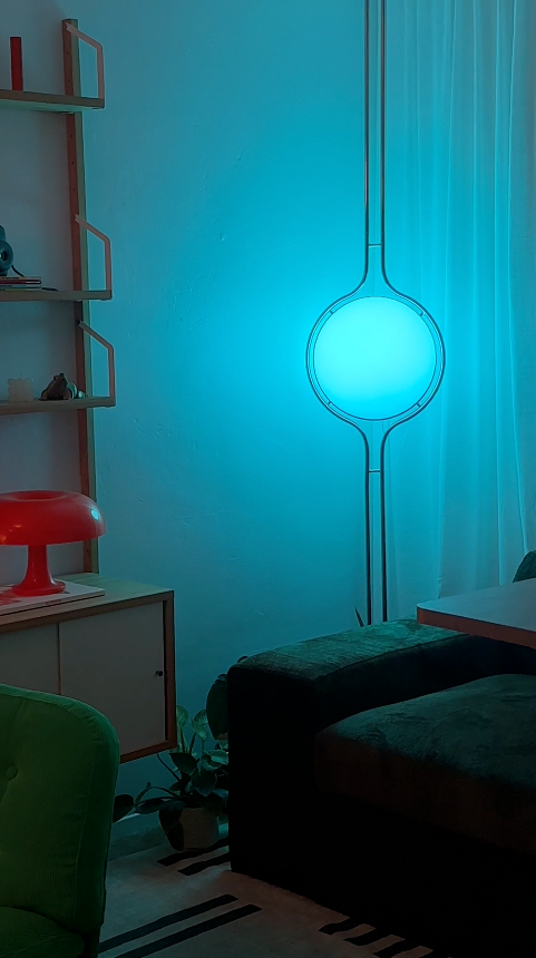 Pluto Floor To Ceiling Lamp middle section with evenly spaced globes