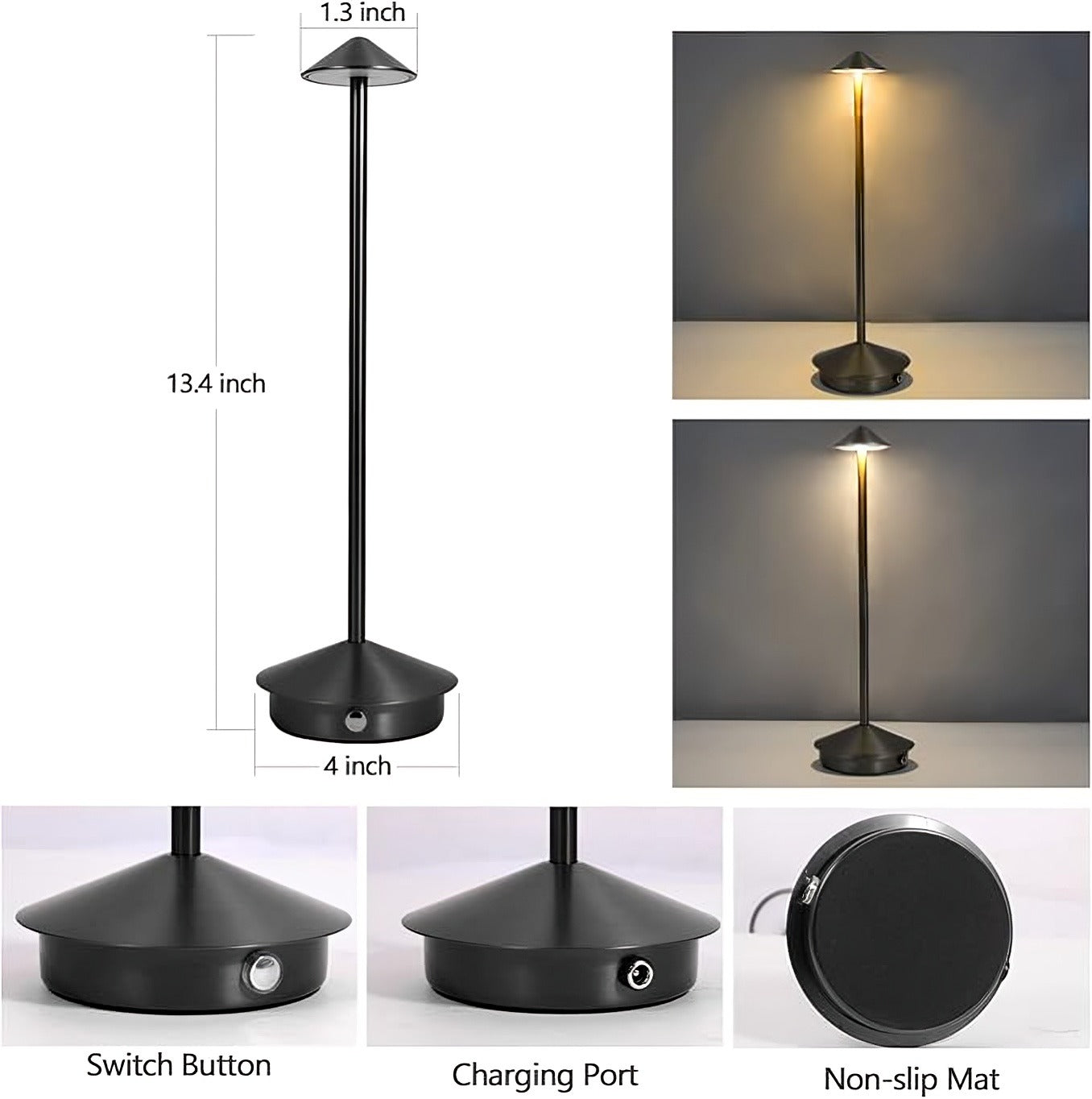 Pinnacle Table Lamp sand white detail of smooth conical surface texture