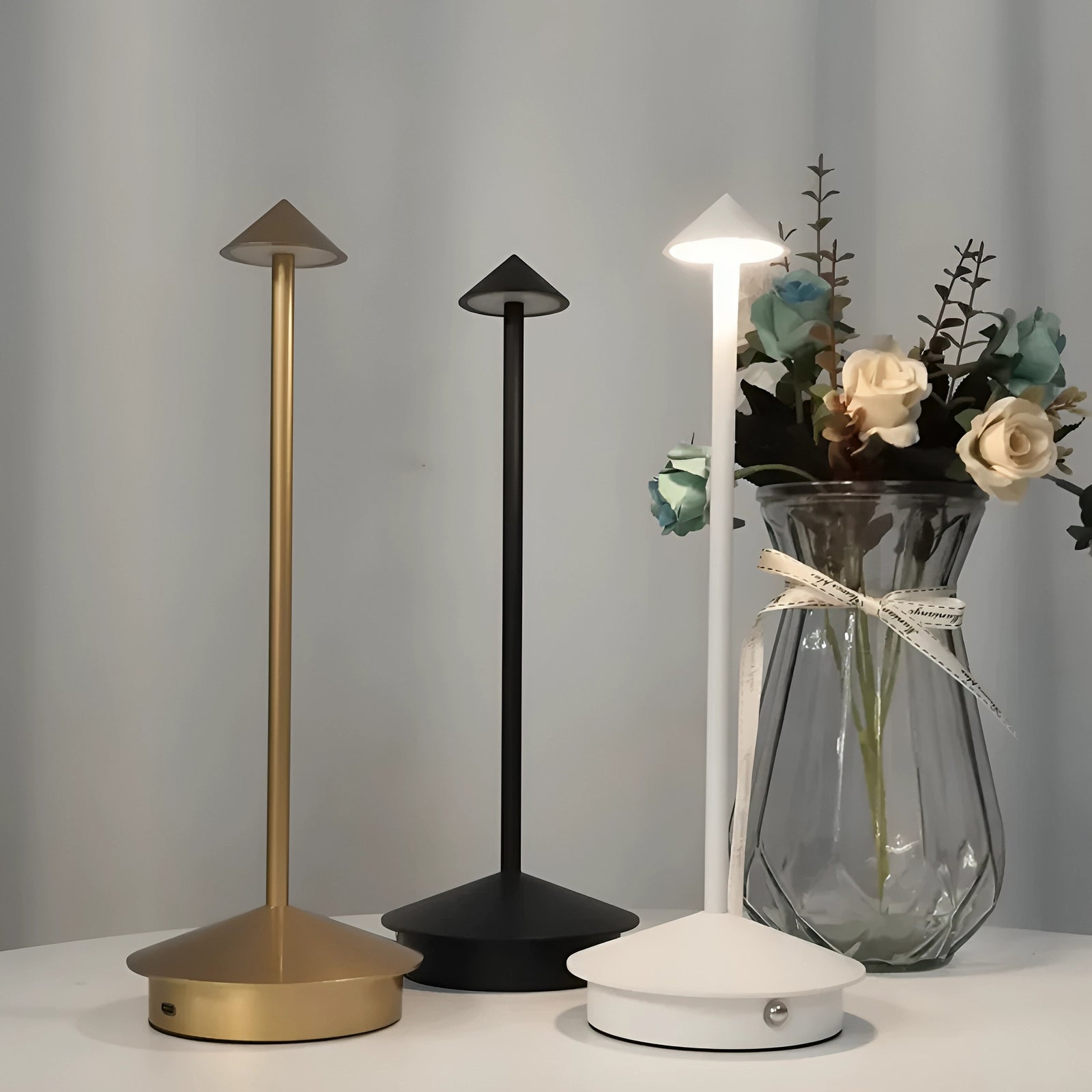 Pinnacle Table Lamp in styled interior with curated décor accessories