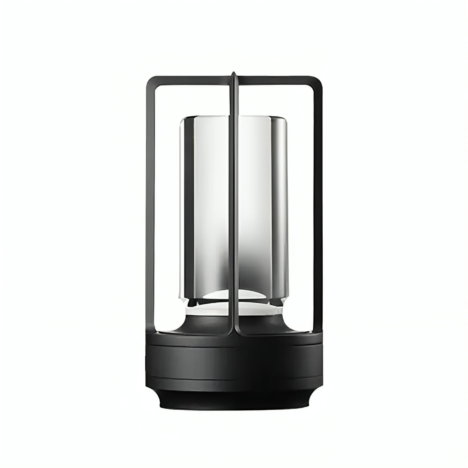 Lumina Lantern Table Lamp black frame with crystal on neutral background