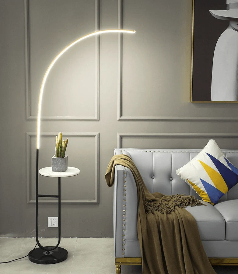 Crescenté Arc Floor Lamp illuminated casting focused directional downlight