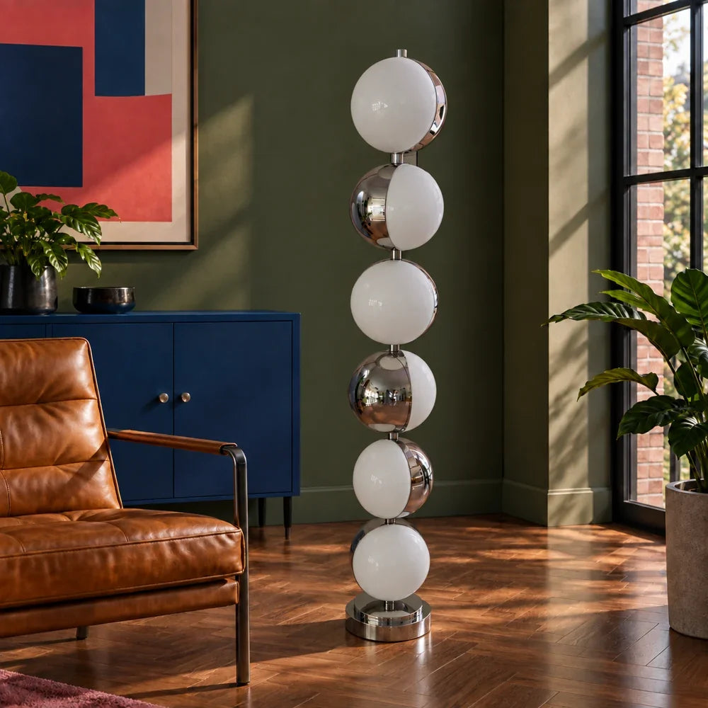 Caviar lamp switched off in a styled room.