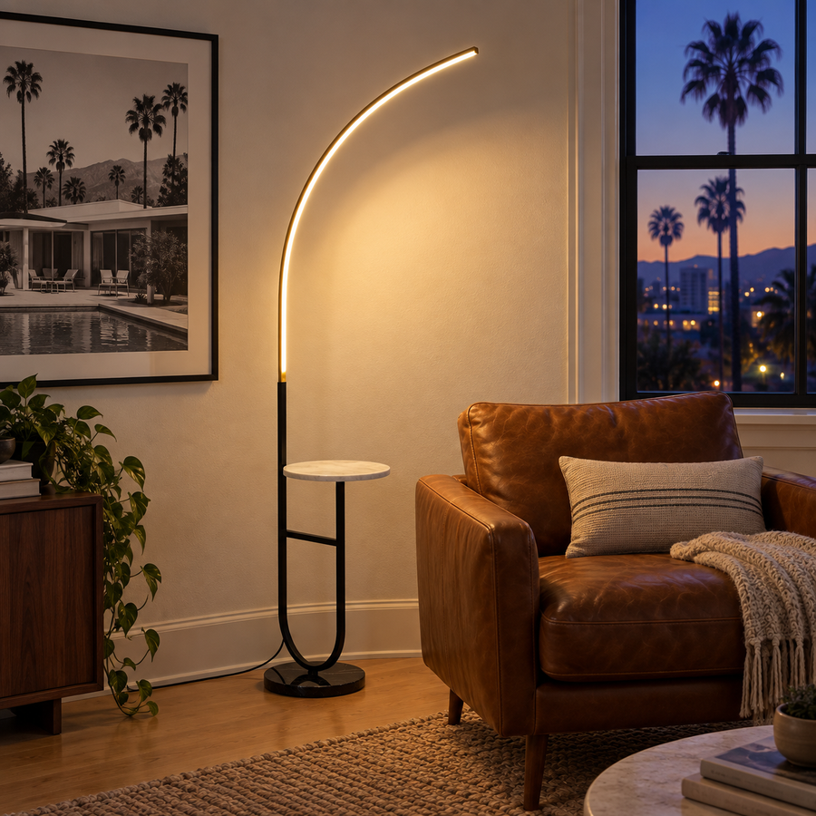 Crescenté Arc Floor Lamp — Default Title — lit