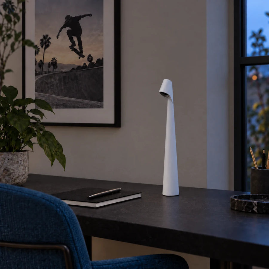 Flare Cordless Table Lamp — White — unlit