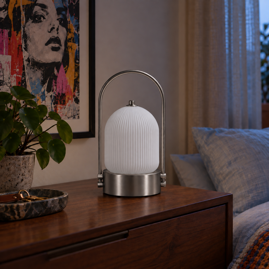 Kana Table Lamp — Silver Nickel — unlit