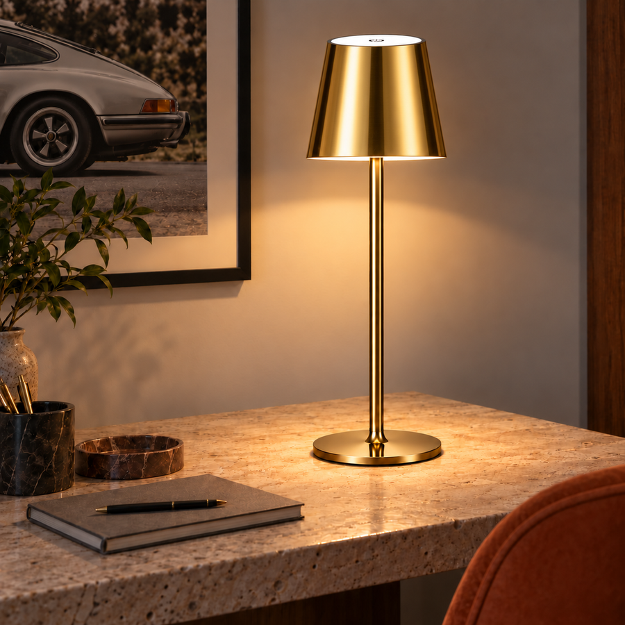 Lampette Table Lamp — Gold — lit