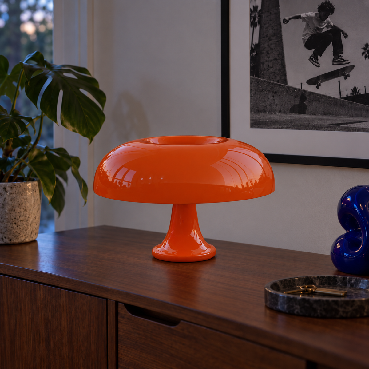Medusa Table Lamp — switched off in the same room