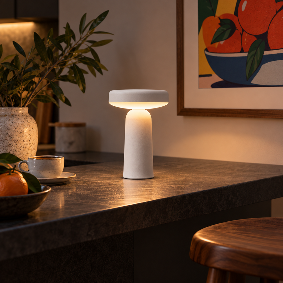 Pebble Table Lamp — light on