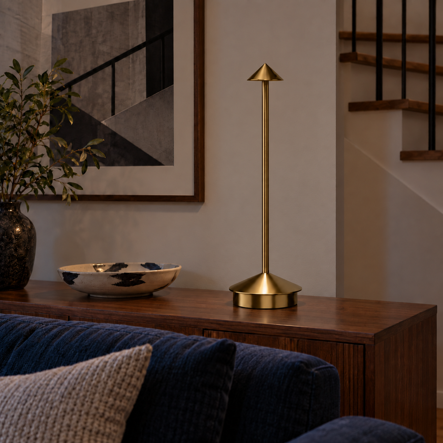 Pinnacle Table Lamp — Gold — unlit