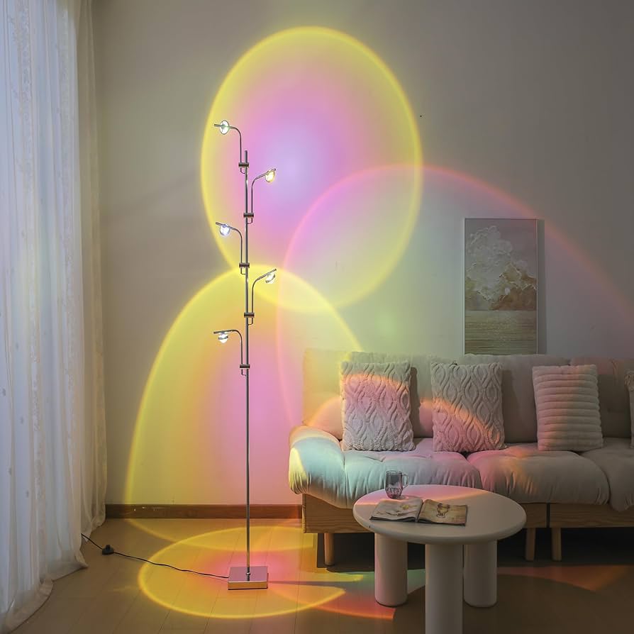 Polynescence Floor Lamp chrome multi-arm adjustable LED floor lamp by La Caza Cali