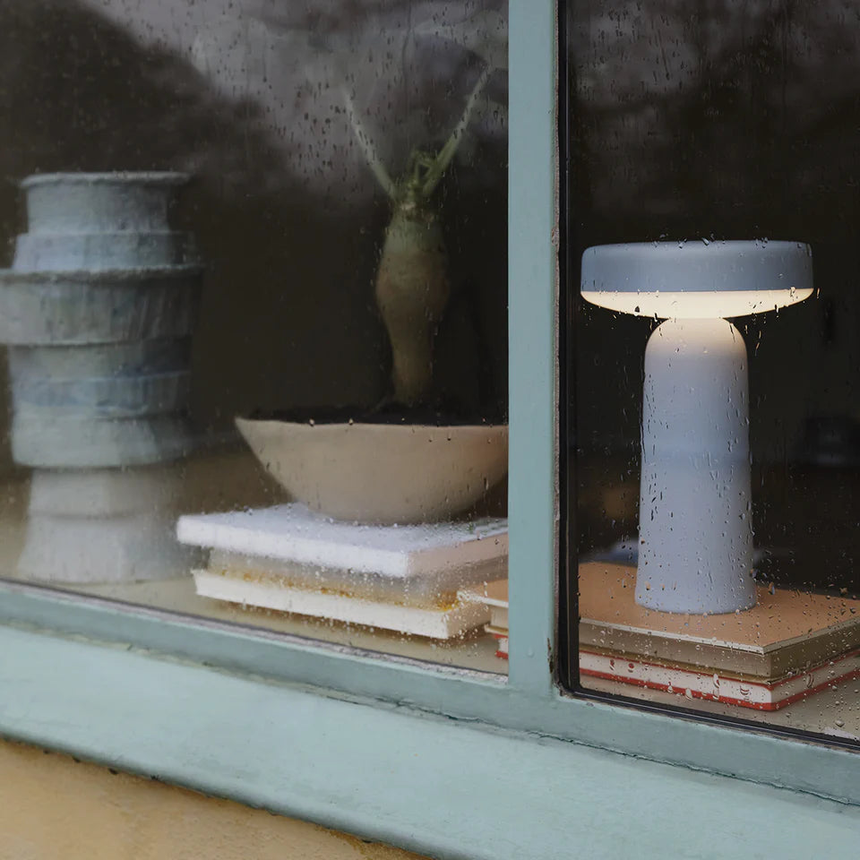 Pebble Table Lamp in living room on side table beside sofa
