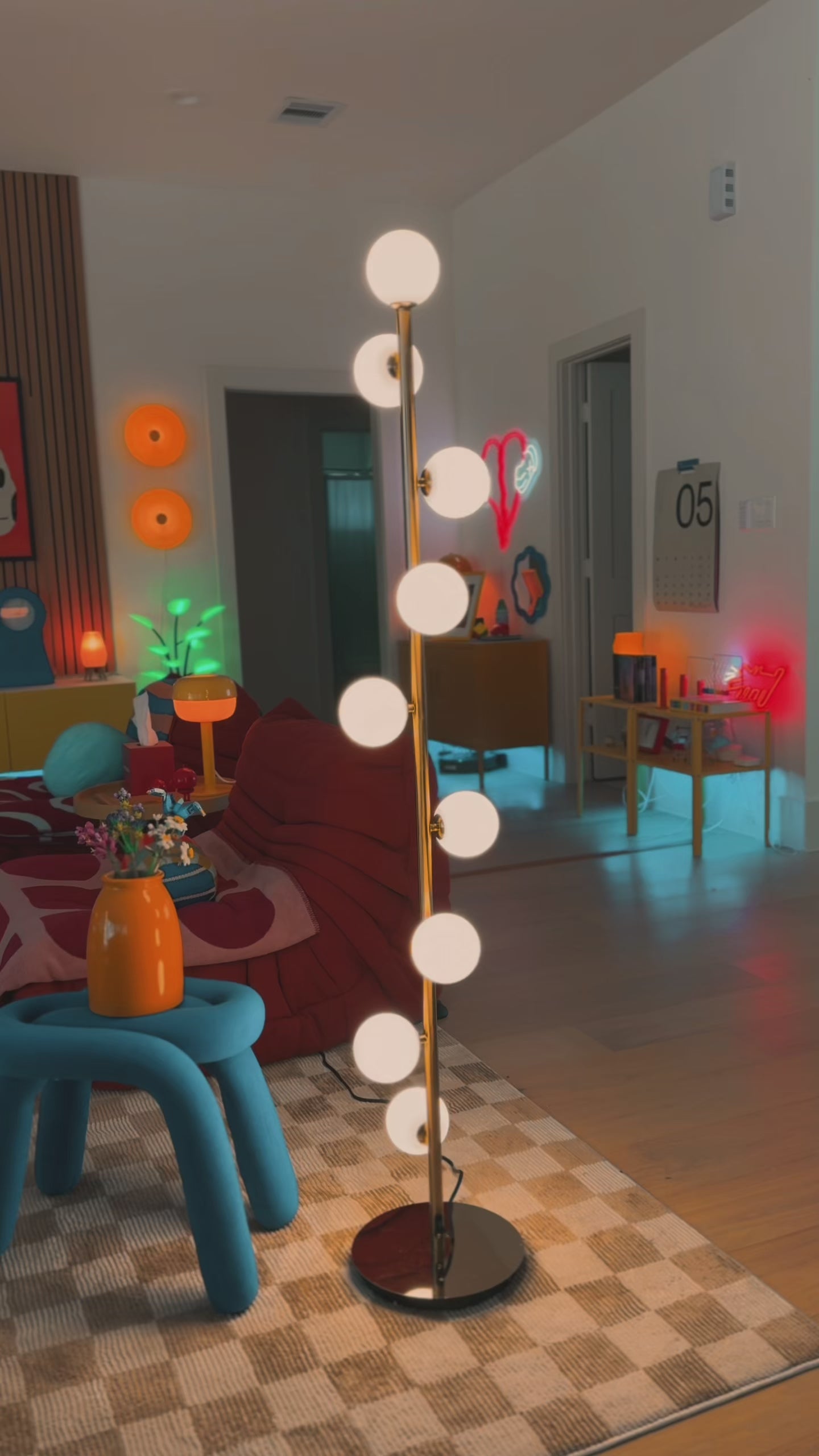 Video of Pearl Floor Lamp showing warm ambient lighting and elegant design