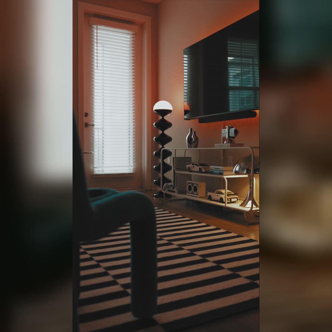 Black Pagoda Floor Lamp in a living room — full video in a square frame