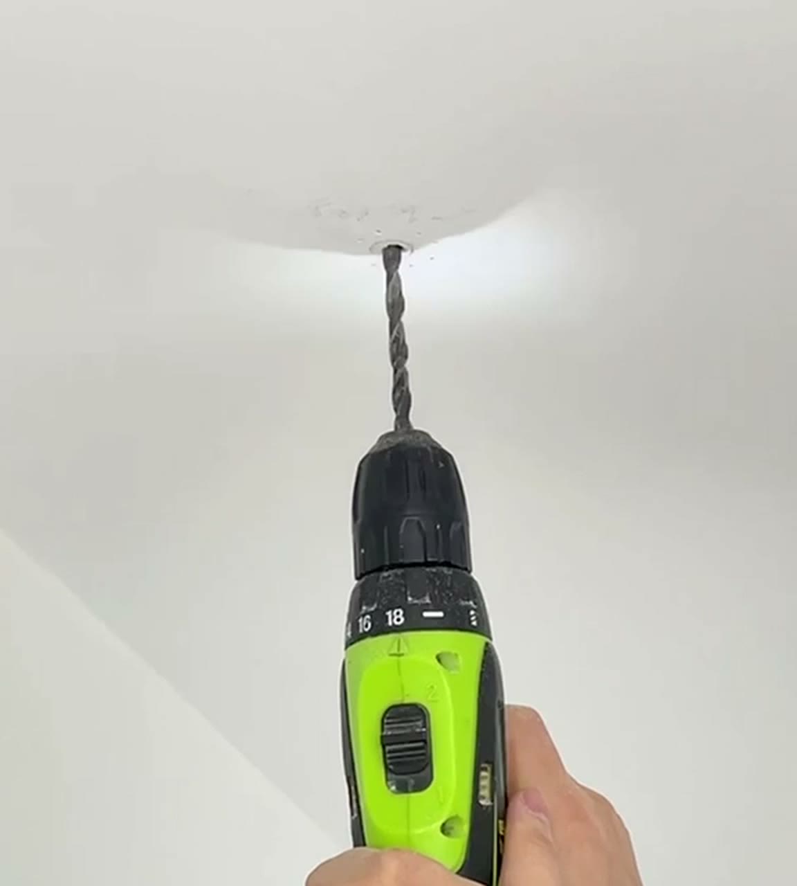 Drilling the ceiling at the mark